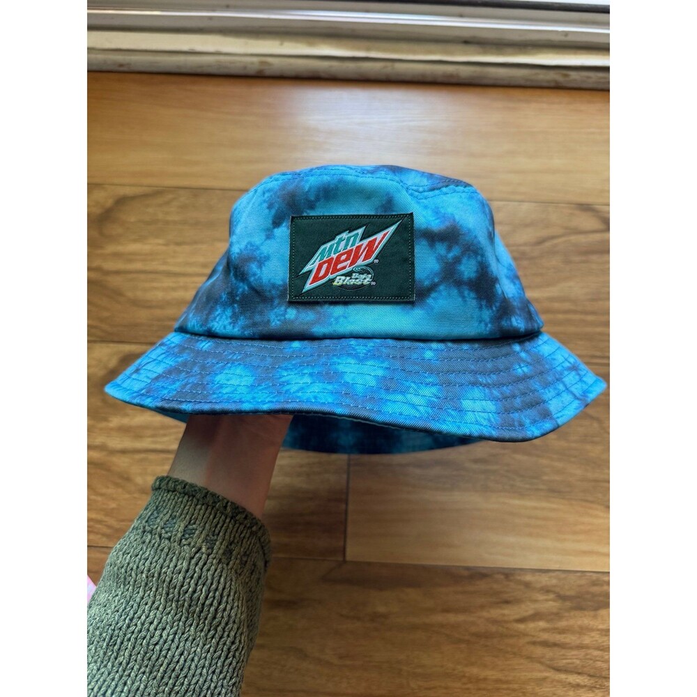 Mountain Dew Baja Blast Adult Unisex Tie Dye Bucket Hat Blue Y2K Style